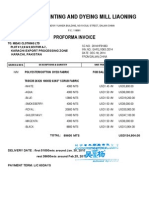 Hongfeng Printing and Dyeing Mill Liaoning: Proforma Invoice