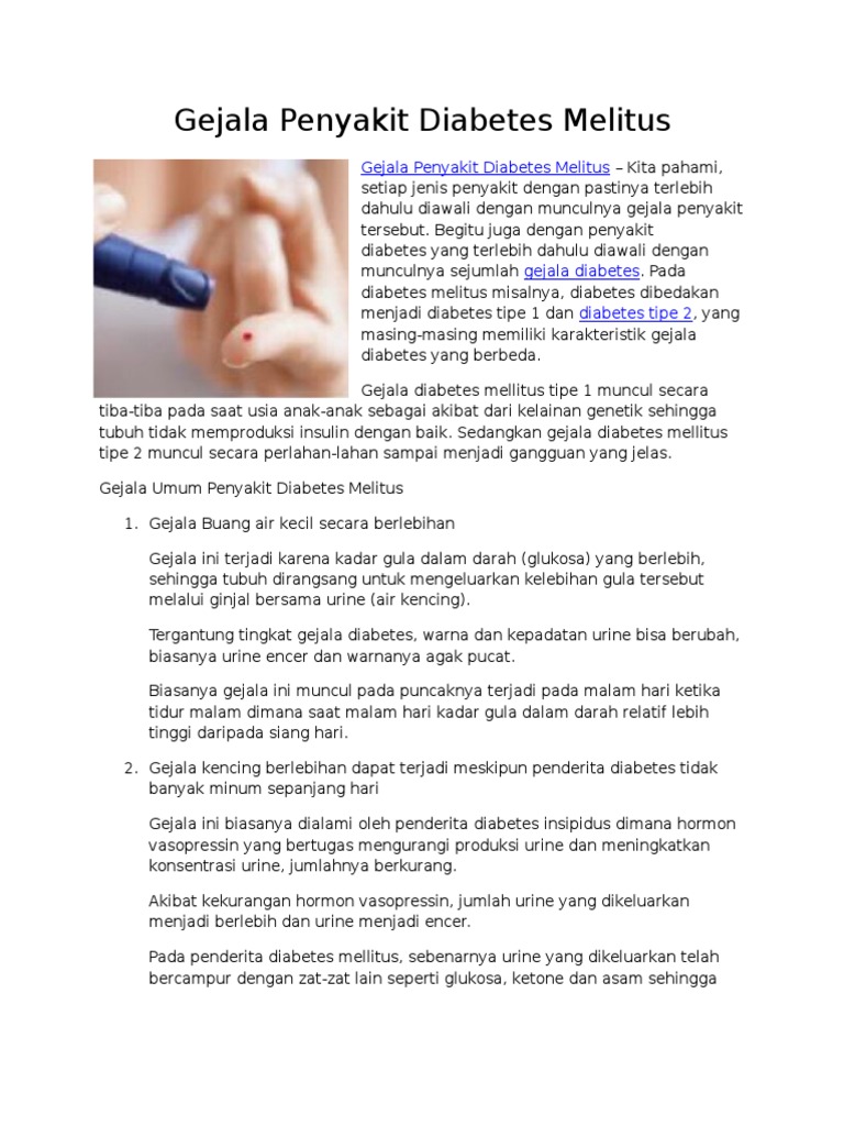 Gejala Penyakit Diabetes Melitus