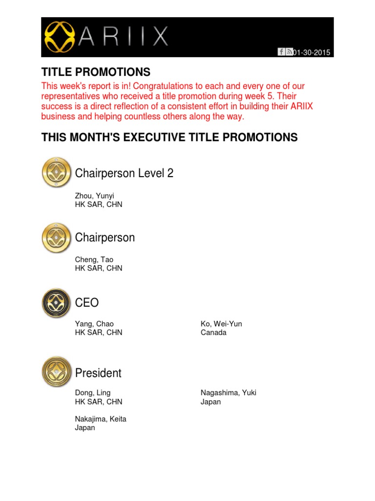 Weekly Title Promotion Week 05 | PDF | Surname | Shintoism