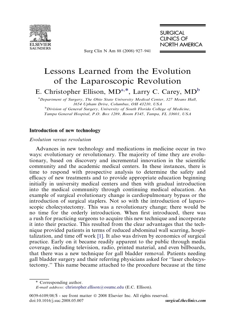 Laparoscopic Surgery: Lessons Learned | PDF | Surgery | Simulation