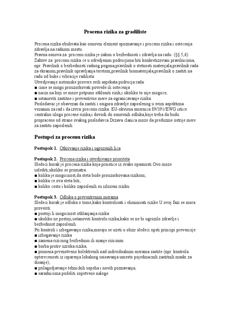 Procena Rizika Za Gradiliste | PDF