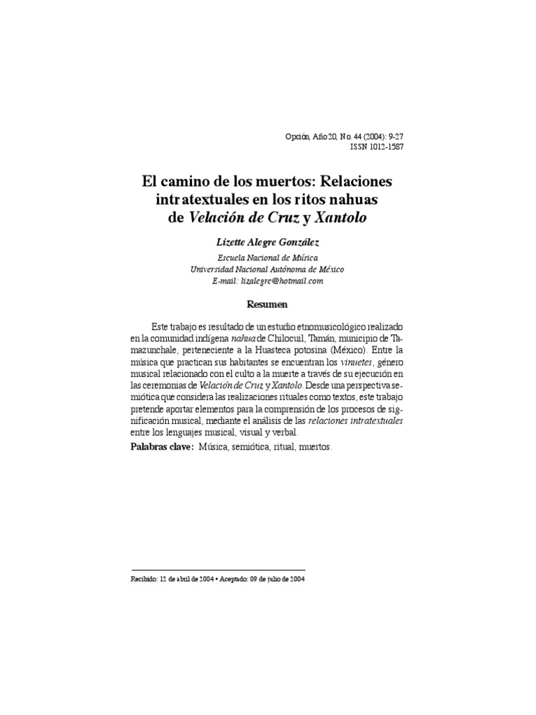 El Camino de Los Muertos - Ritos Nahuas de Velacion de Cruz y Xantolo | PDF