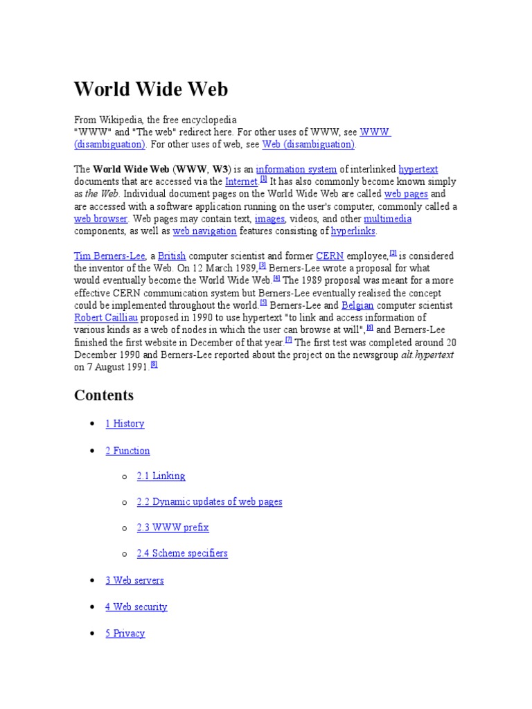 Word Wide Web | PDF | World Wide Web | Internet & Web