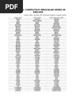 List of All Completely Irregular Verbs in English