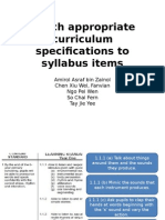 Match Appropriate Curriculum Specifications To Syllabus Items