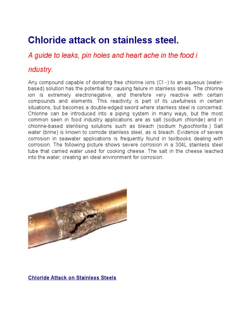 Chloride Attack On Stainless Steel PDF Anode Corrosion