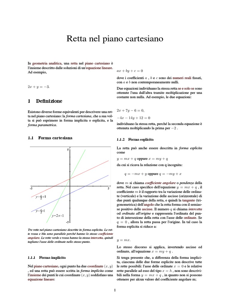Retta Nel Piano Cartesiano | PDF