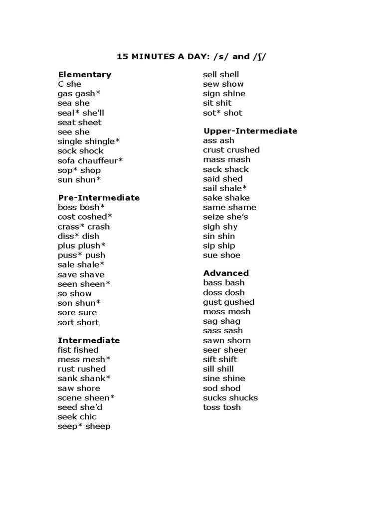 Mastering /s/ and /ʃ/ Sounds in English | PDF | Art