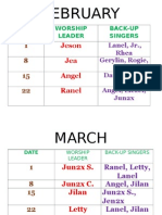 February-October Worship Schedule