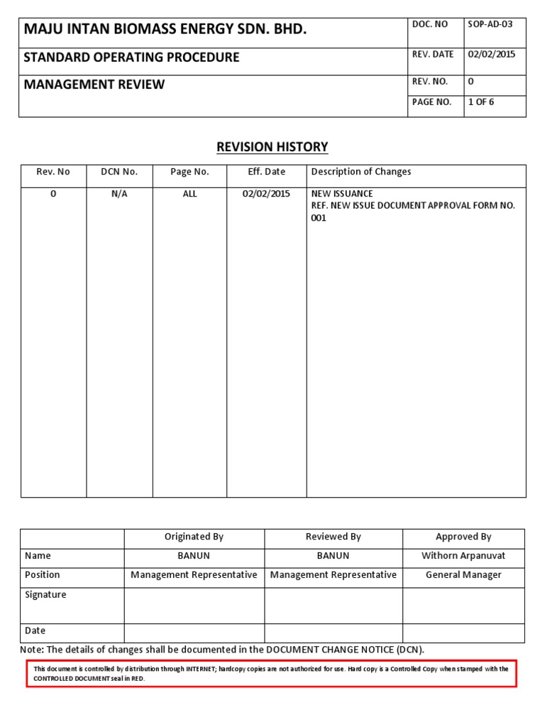 Sop-Ad-03 - Management Review | PDF | Quality Management System | Business