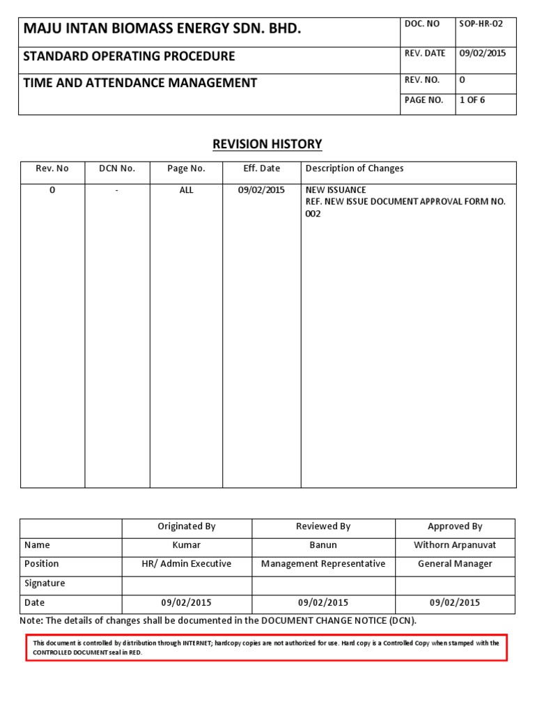 Sop Hr 02 Time And Attendance Seal Emblem Human Resource Management