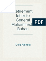 Retirement Letter To General Muhammadu Buhari