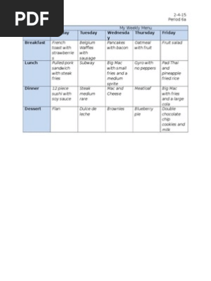 weekly menu