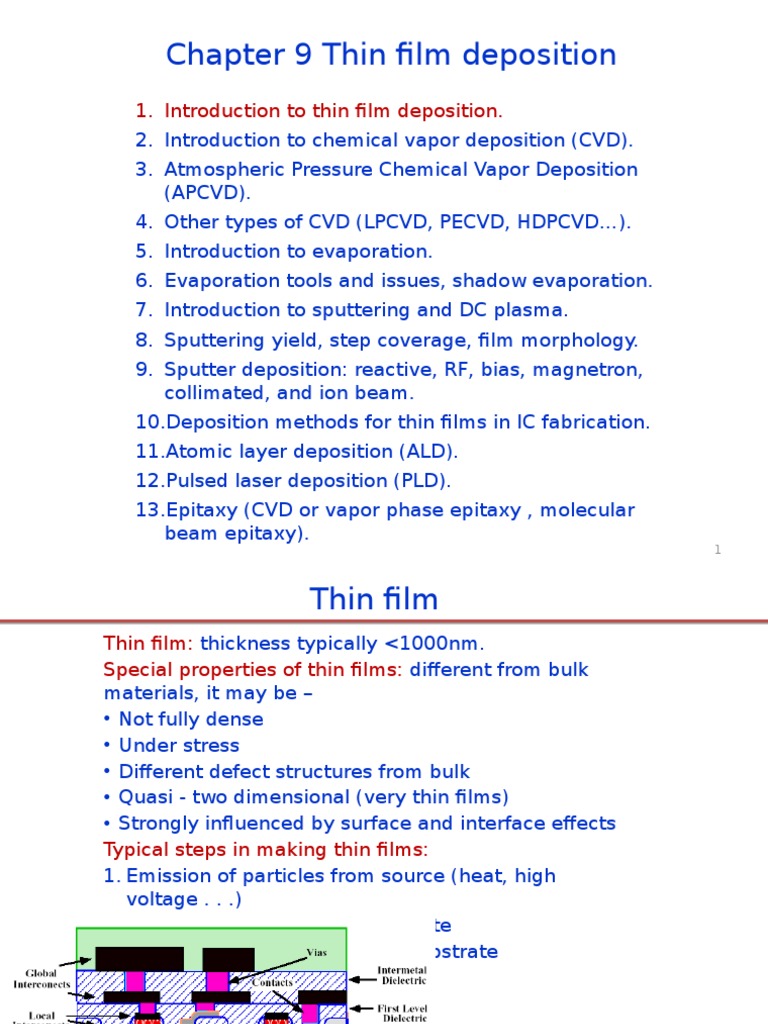 Thin Film Deposition Techniques Overview | PDF | Thin Film | Chemical ...