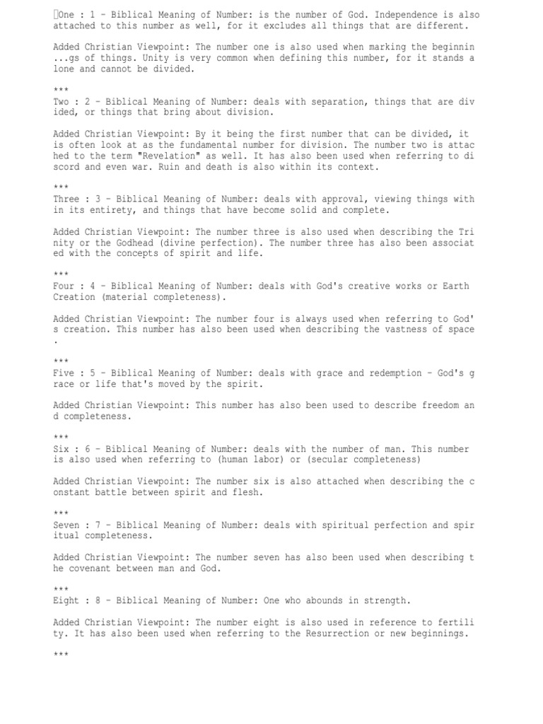 Biblical Meanings of Numbers 1-100 | PDF | Divinity | Bible