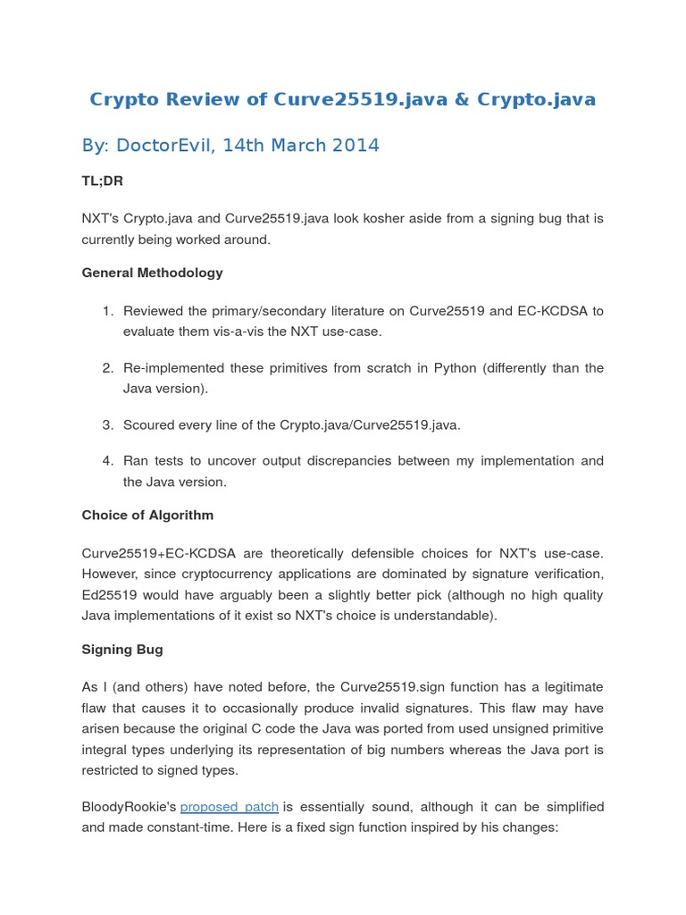 Crypto Review of Curve25519.java & Crypto - Java | PDF | Public Key  Cryptography | Bitcoin