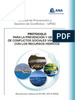 Protocolo para La Prevención y Gestión de Conflictos Sociales Vinculados Con Los Recursos Hídricos