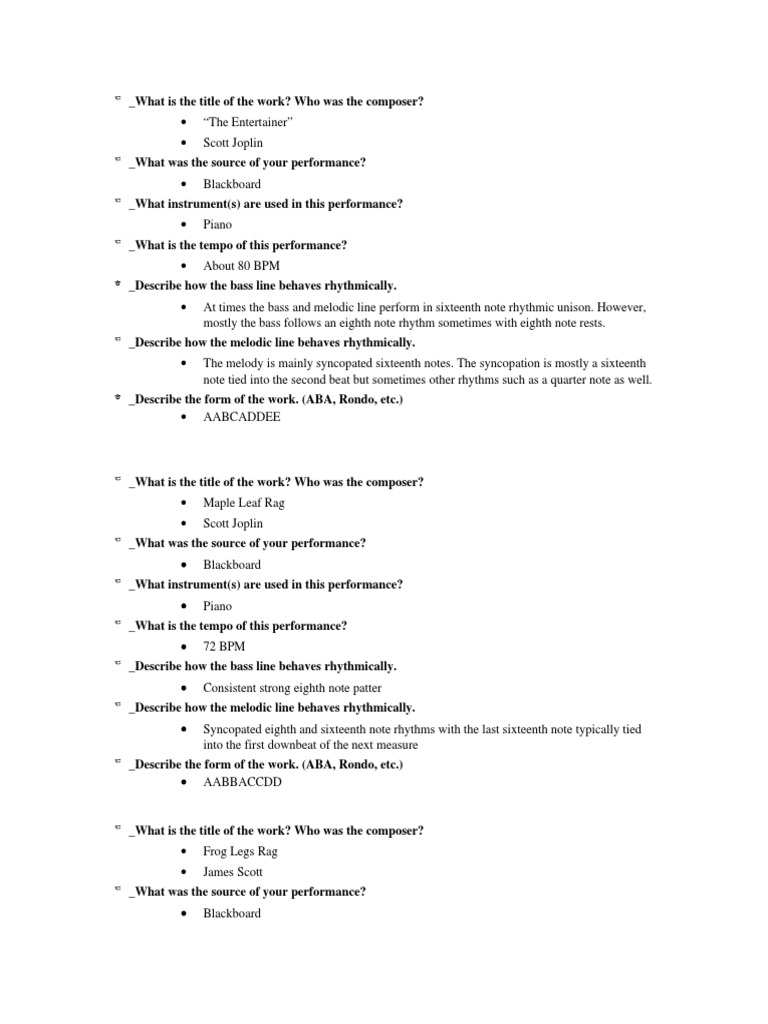 Jazz Listening Assignment 2 Blues Rhythm