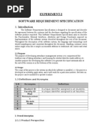 Experiment-2 Software Requirement Specification: 1.1 Purpose