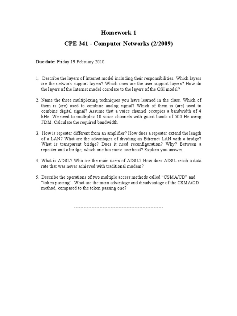 Computer Networks Homework | PDF
