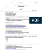 IIM Ranchi Microeconomics Quiz #1 (2014-15