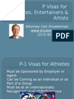 P Visas For Athletes, Entertainers & Artists: Attorney Carl Shusterman (213) 623-4592 x0