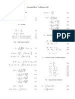 Formula Sheet For Physics 321: I. Definitions