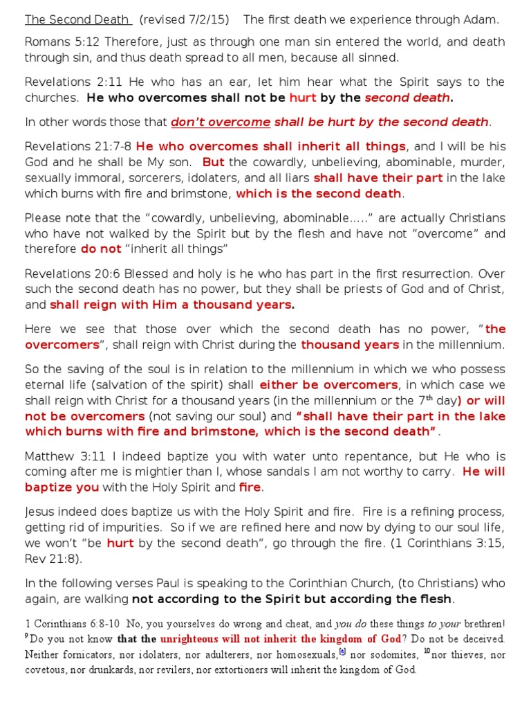 Overcoming the Second Death | PDF | Last Judgment | Jesus