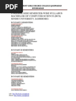 Download COLLEGE SIDE SEMESTER-WISE SYLLABUS BACHELOR OF COMPUTER SCIENCE BCS SINDH UNIVERSITY JAMSHORO by Naveed SN255003957 doc pdf