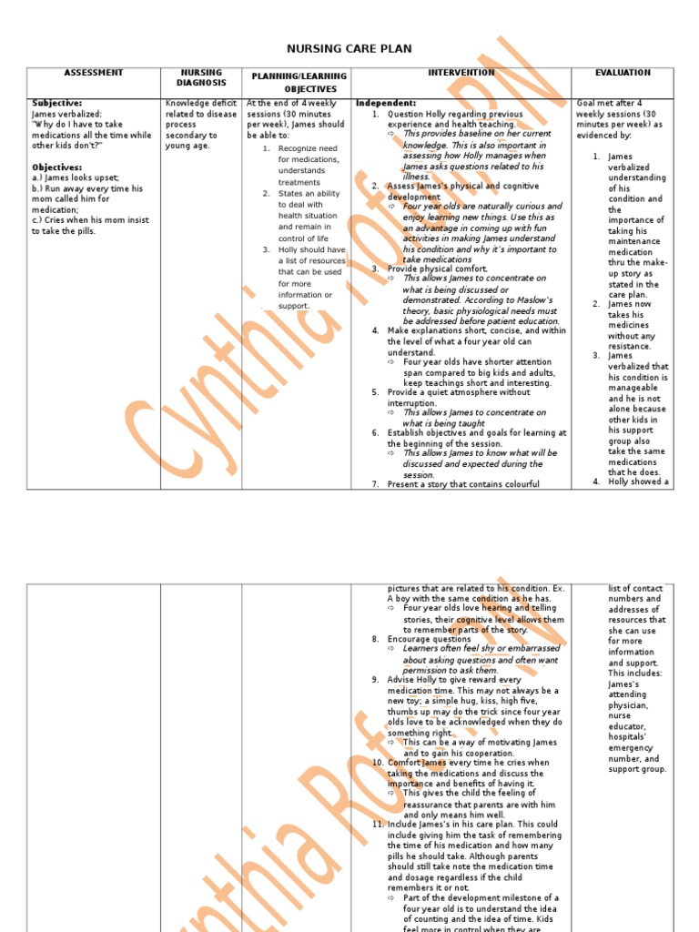 Nursing Care Planknowledge deficit Support Group Nursing