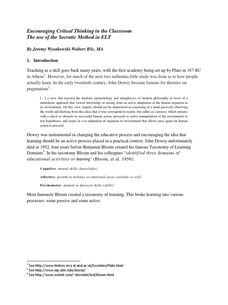Encouraging Critical Thinking in The Classroom | PDF | Critical ...