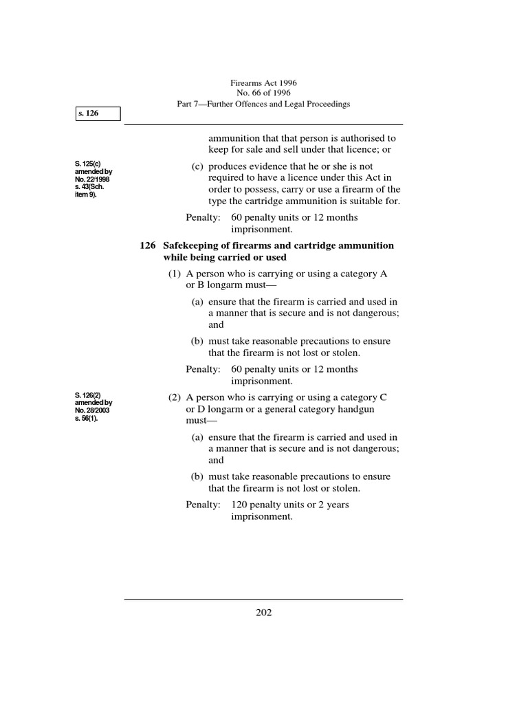 Section 126 Firearms Act 1996 v.64 | PDF