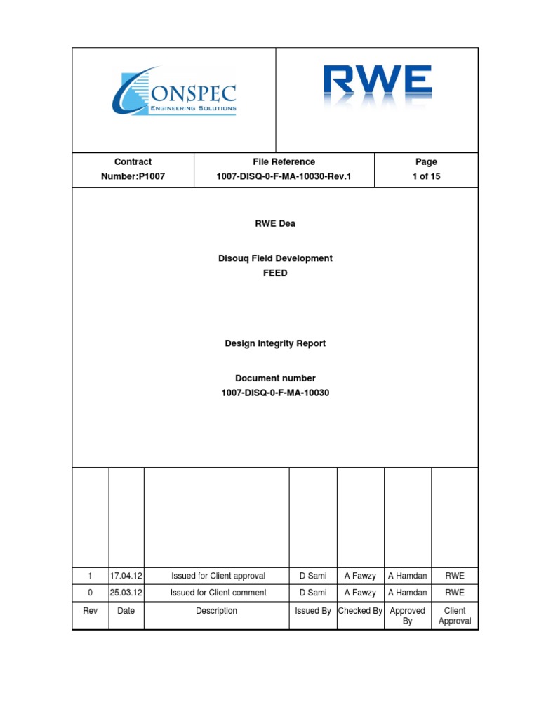 Disouq Field FEED Design Integrity | PDF | Risk | Engineering Design ...