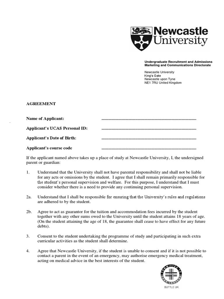 Parental Agreement for Underage Students | PDF
