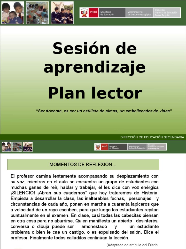 Sesión de Aprendizaje del Plan Lector | PDF | Aprendizaje | Lectura ...
