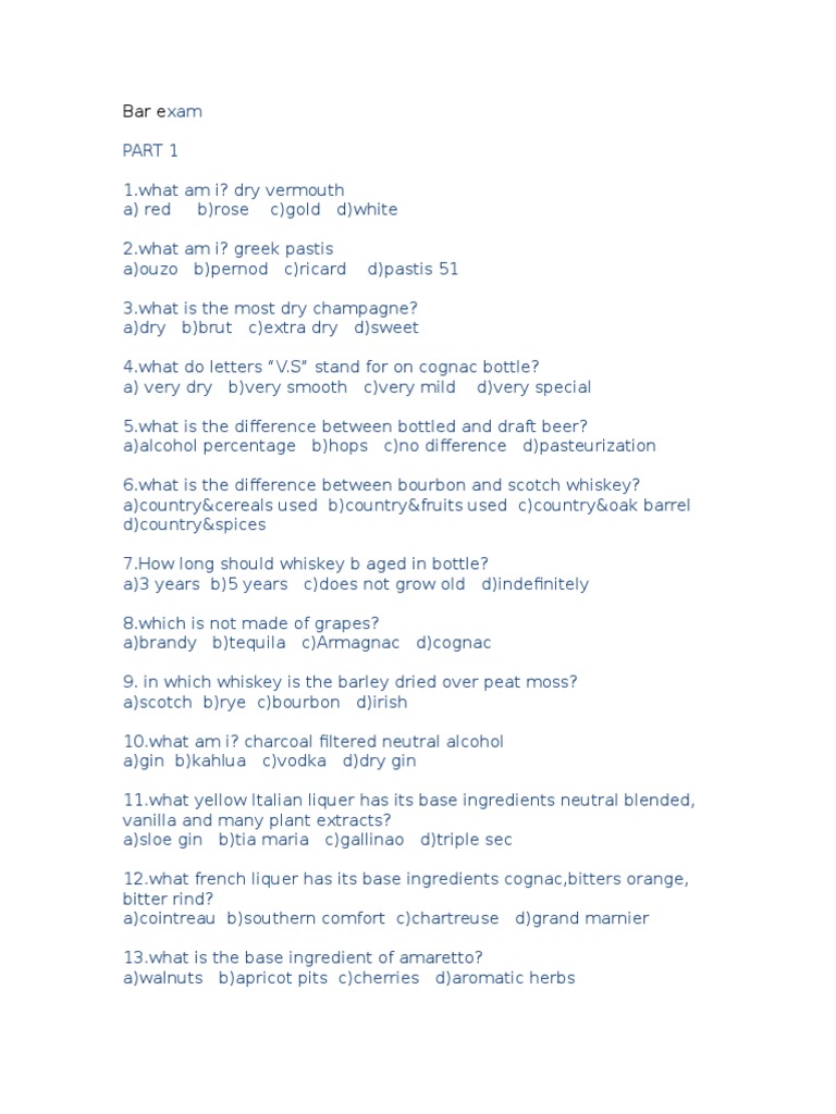 Bar Exam Practice Questions PDF | PDF | Cooking, Food & Wine | Home ...