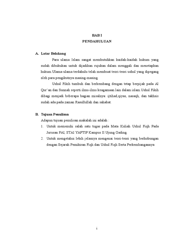 Makalah Sejarah Pemikiran Fiqh Dan Ushul Fiqh