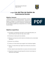 Plan de Gestión Anual de Convivencia Escolar (Objetivos)