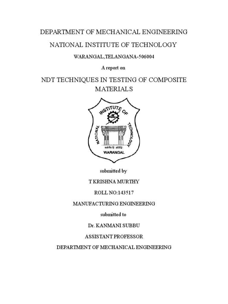 Department Of Mechanical Engineering National Institute Of Technology