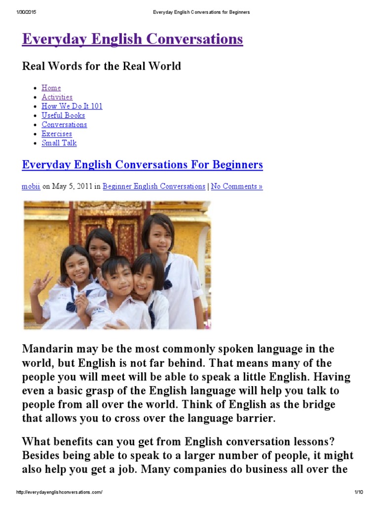 Everyday English Conversations for Beginners | English Language ...
