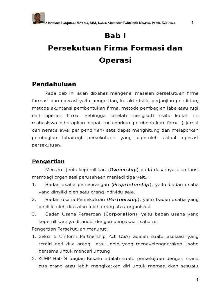 Bab 1 Persekutuan Firma Formasi Dan Operasi