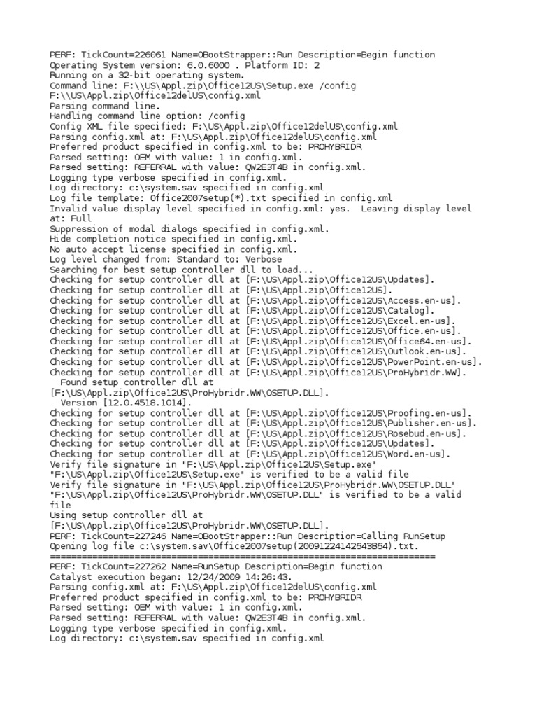 Office Setup Configuration Log | PDF | Zip (File Format) | Command Line ...