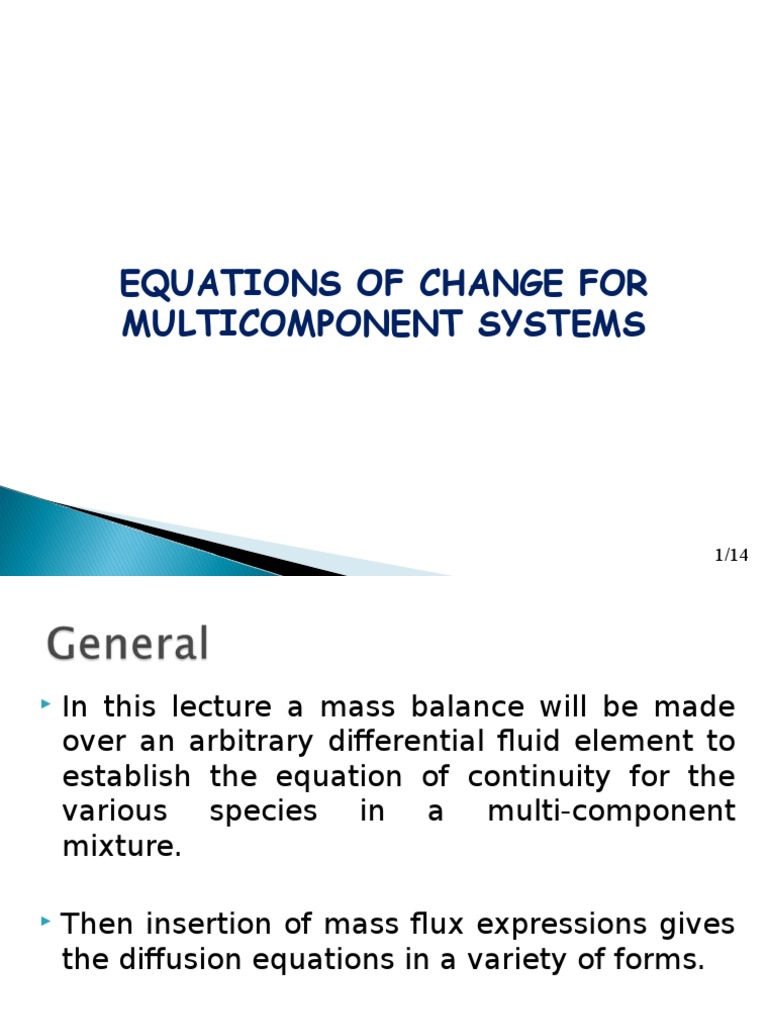 Equations for Multicomponent Systems | PDF | Teaching Methods & Materials