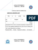 Service Certificate: Anna University CHENNAI - 600 025