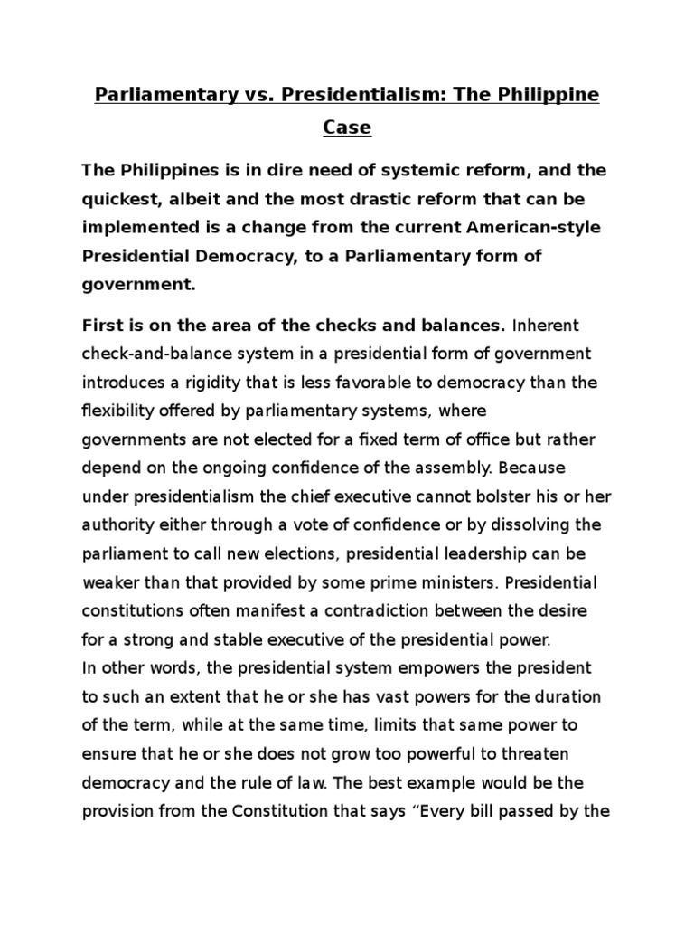 presidential vs parliamentary democracy a debate essays