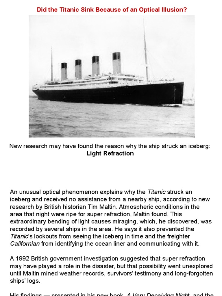 Titanic's Optical Illusion Theory | PDF | Rms Titanic | Water Transport
