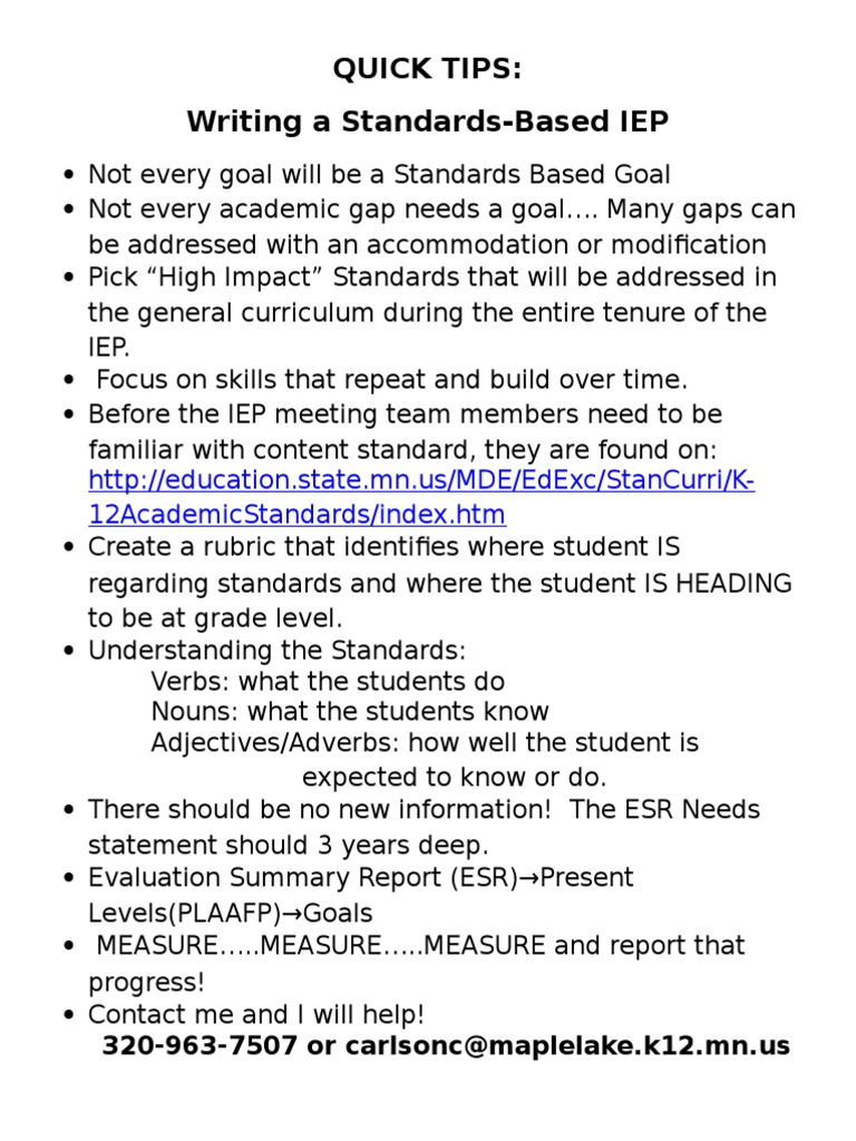 Standards-Based IEP Writing Tips | PDF | Career & Growth | Business