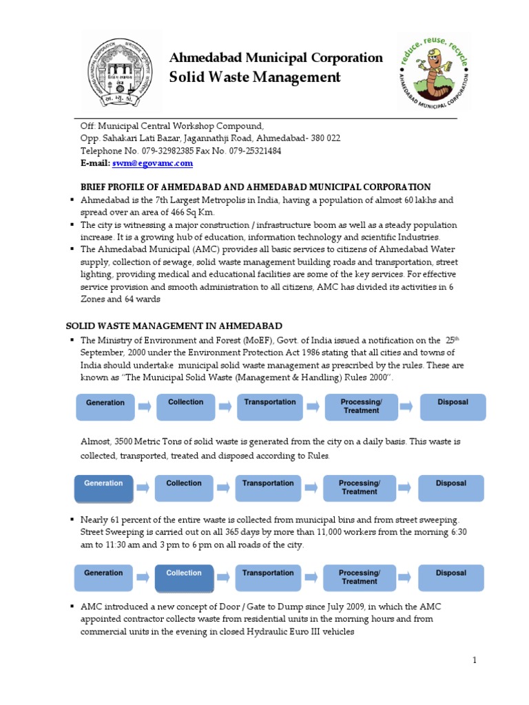 Ahmedabad Solid Waste Management Overview | PDF | Municipal Solid Waste ...