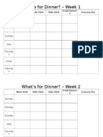 What's For Dinner? - Week 1: Main Dish Side Dish Side Dish Fruit/Desser T Grocery List