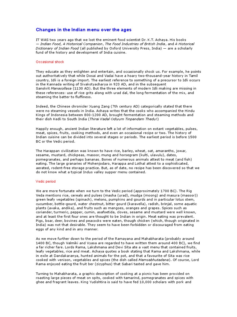 Evolution of Indian Cuisine History | PDF | Indian Cuisine | Cooking